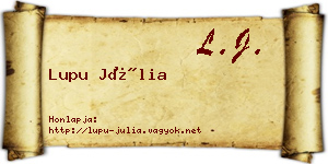 Lupu Júlia névjegykártya